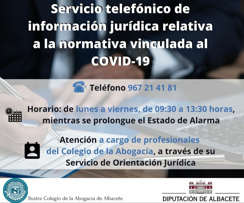 La Diputación de Albacete habilita un teléfono de orientación en materia jurídica