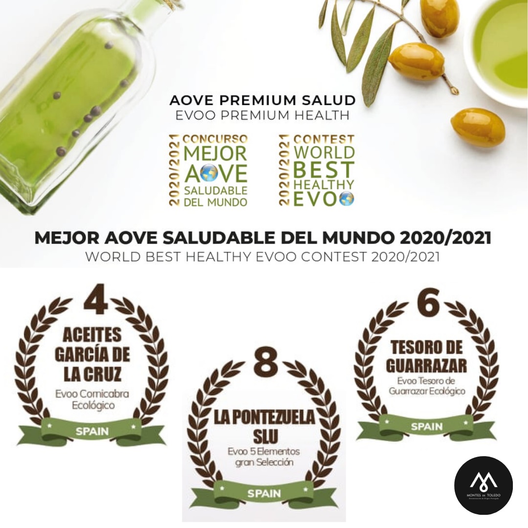 Tres aceites de oliva de la DOP Montes de Toledo, entre los más saludables del mundo