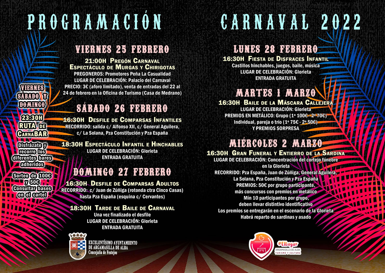 Programación Carnaval 2022 en Argamasilla de Alba