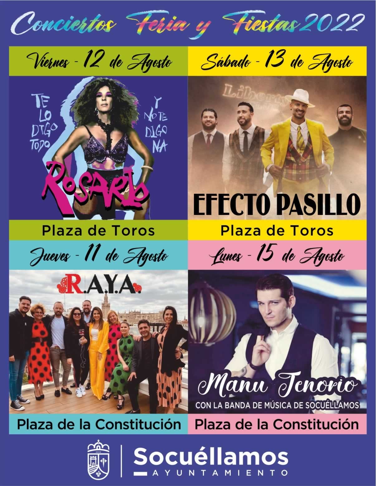 Rosario Flores, Efecto Pasillo, R.A.Y.A y Manu Tenorio actuarán en la Feria 2022 de Socuéllamos