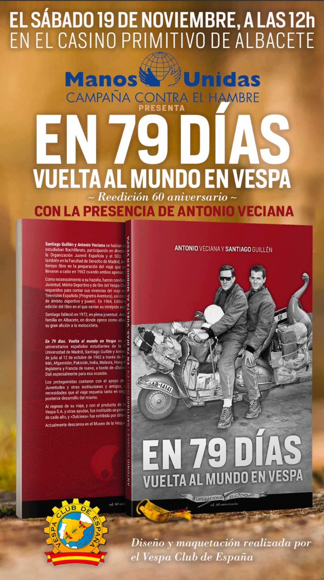 Albacete acogerá la presentación de la reedición del libro "Vuelta al mundo en vespa en 79 días"